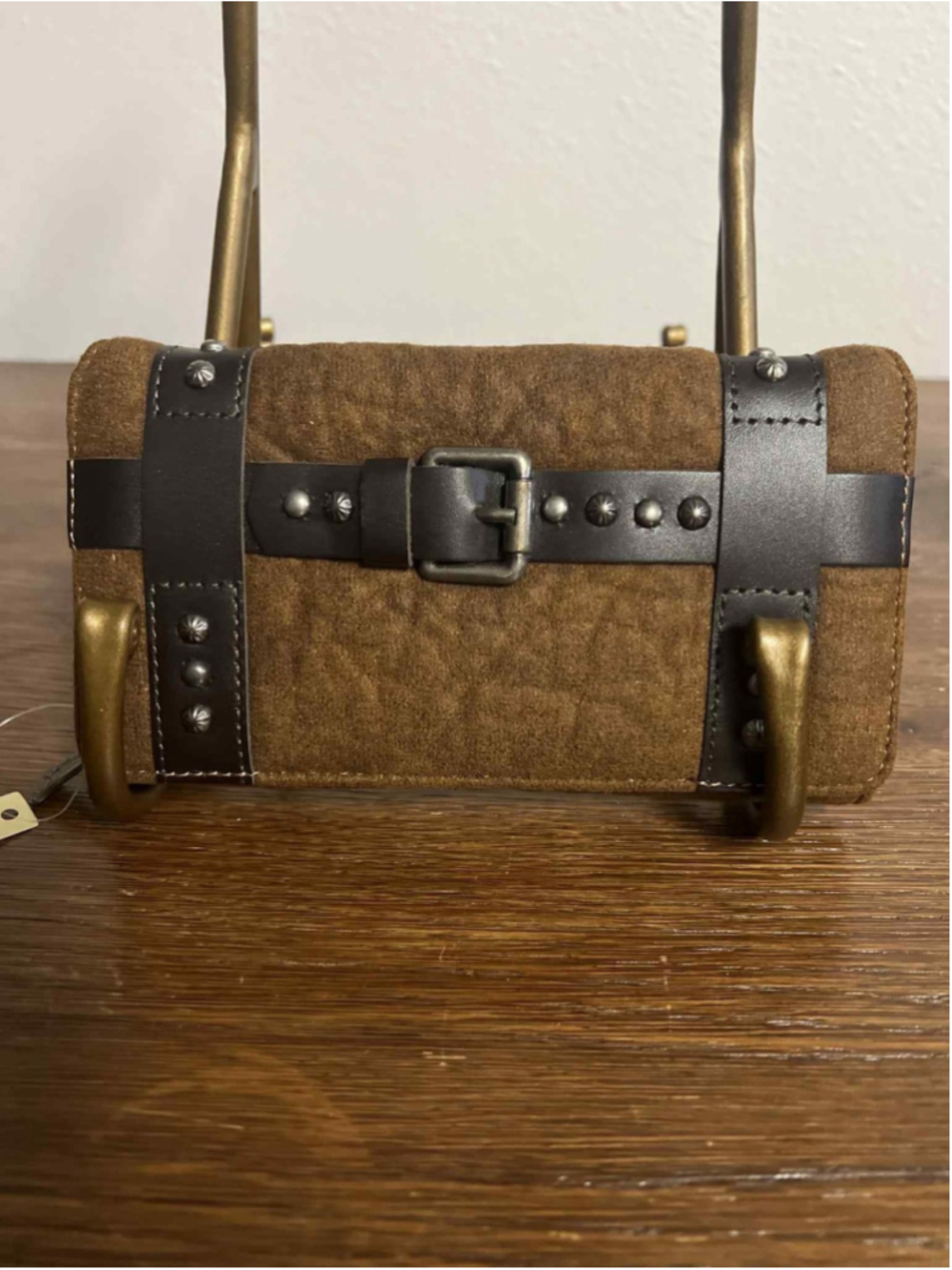 Montana West Trinity Ranch Wallet NWT Brown Buckle Western Studded Faux Leather